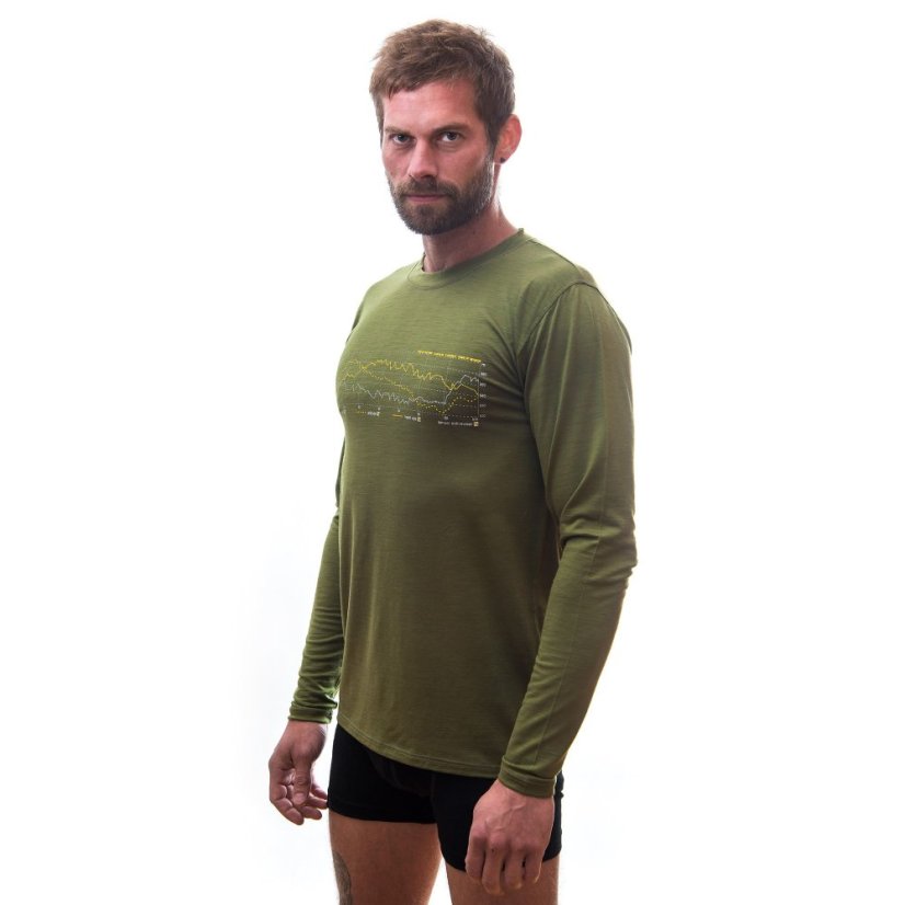 SENSOR MERINO ACTIVE TRACK pánské triko dl.rukáv safari green XXL - Barva: zelená, Velikost: XXL