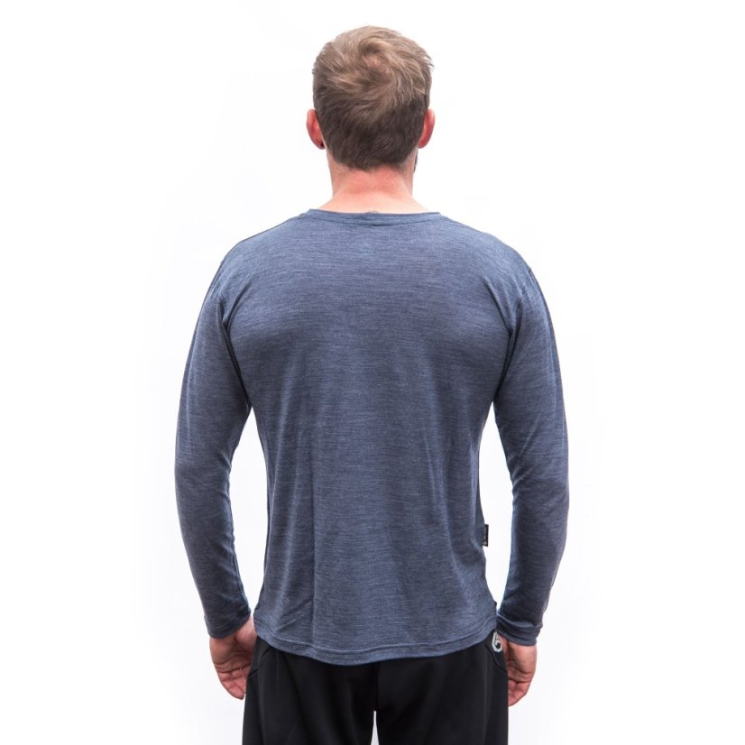 SENSOR MERINO LITE pánské triko dl.rukáv mottled blue XL - Barva: modrá, Velikost: XL