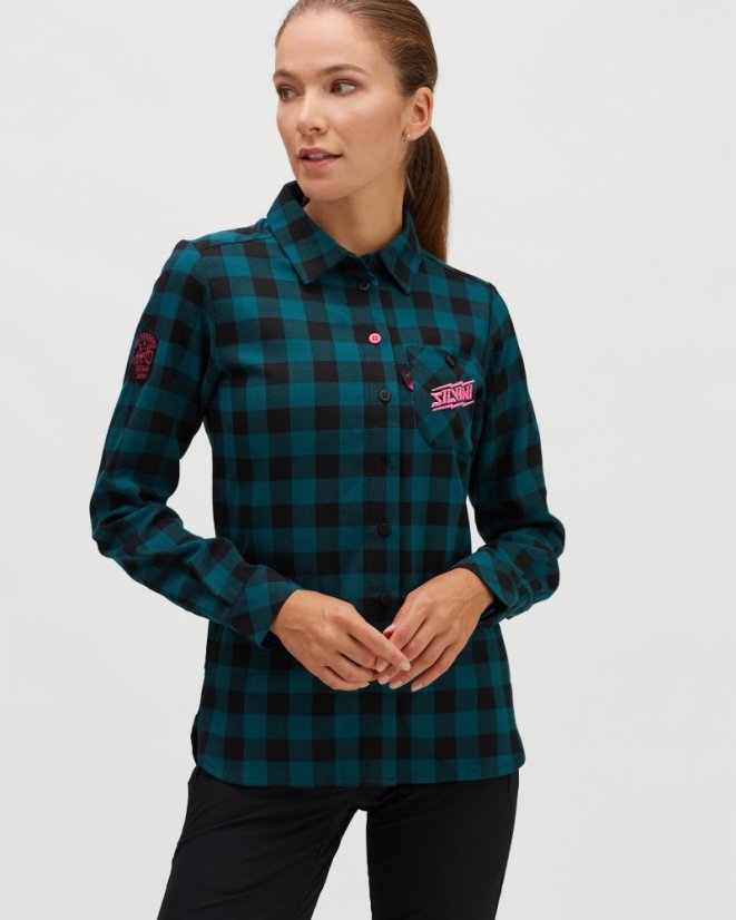 Silvini dámská košile WJ1927 Briona, zelená, růžová - Barva: olive-fuchsia, Velikost: XL