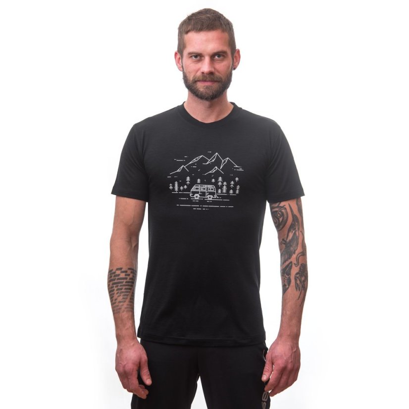 SENSOR MERINO ACTIVE VAN LIFE pánské triko kr.rukáv černá XXL - Barva: černá, Velikost: XXL