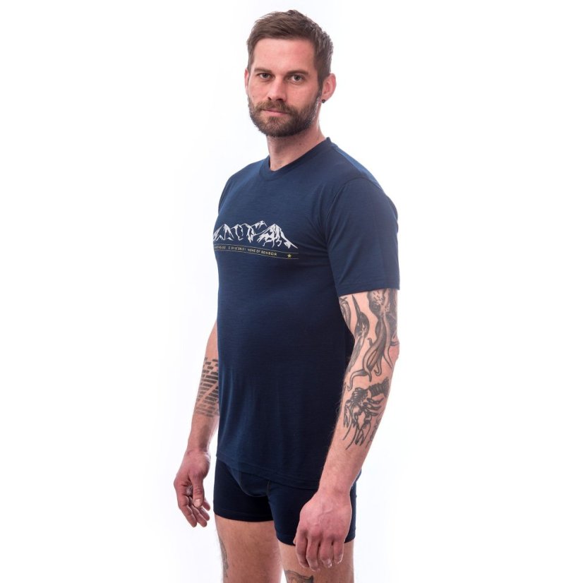 SENSOR MERINO ACTIVE MOUNTAINS pánské triko kr.rukáv deep blue M - Barva: modrá, Velikost: M